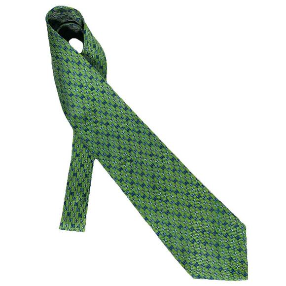 BROOKS BROTHERS 346 Tie Silk Necktie 58" x 3-3/4" Blue Butterfly on Green EUC - Picture 2 of 5